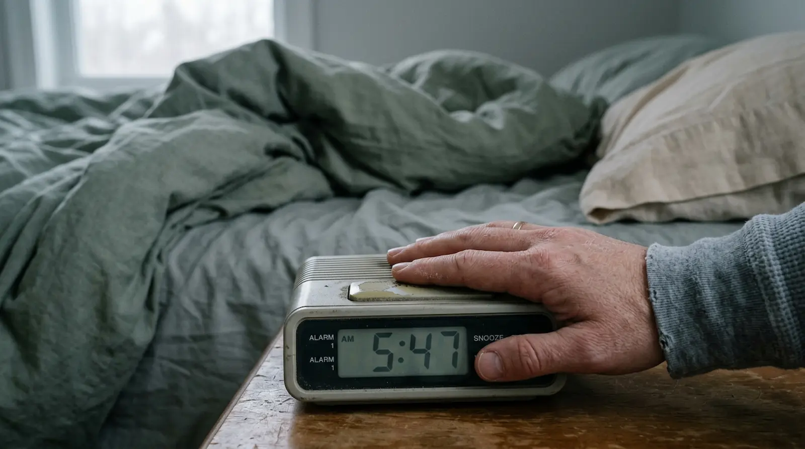 depressive Verstimmung Symptome: Wecker am Morgen als Symbol für Antriebslosigkeit und niedergeschlagene Stimmung