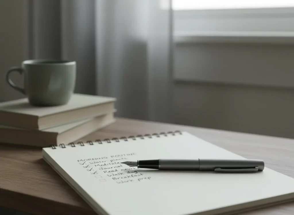 Notizbuch mit Checkliste als Symbol für Selbstbeobachtung bei Erschöpfung und Burnout