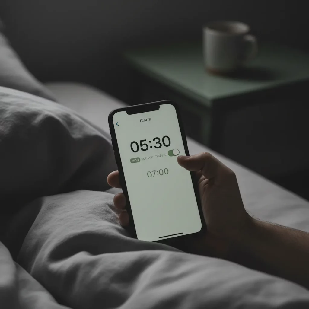 Wecker auf dem Smartphone als Symbol für Tagesstruktur bei depressiver Verstimmung