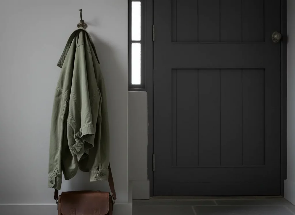 Jacke an der Tür als Symbol für kleine Schritte aus dem Rückzug bei depressiver Verstimmung