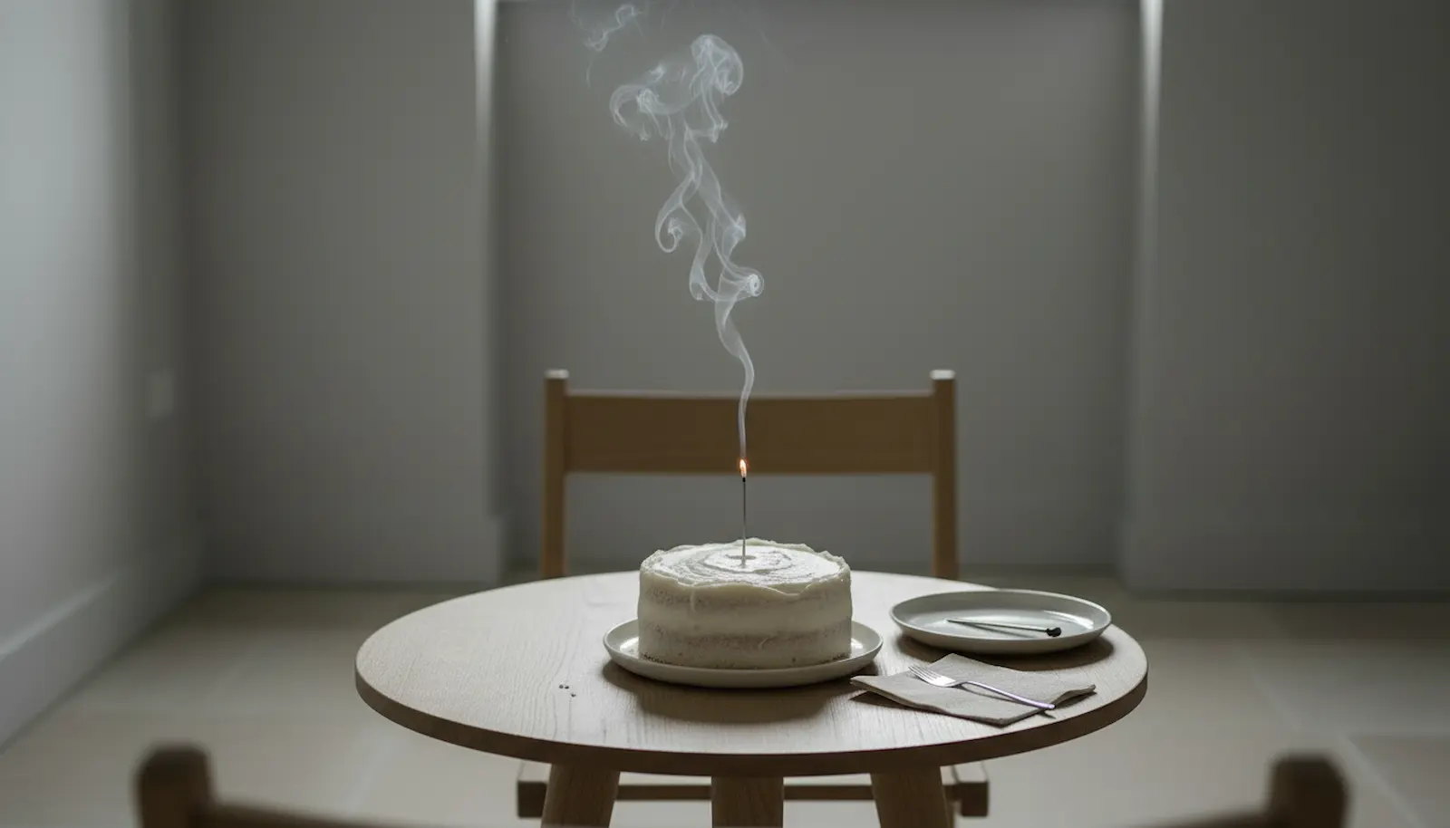 Kuchen mit ausgebrannter Kerze als Symbol dafür, keine Freude mehr empfinden zu können