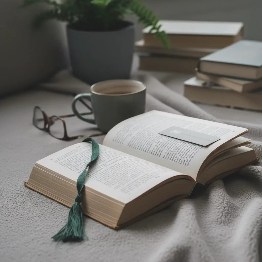 Offenes Buch und Tasse als Symbol für kleine Aktivitäten bei anhaltender Freudlosigkeit