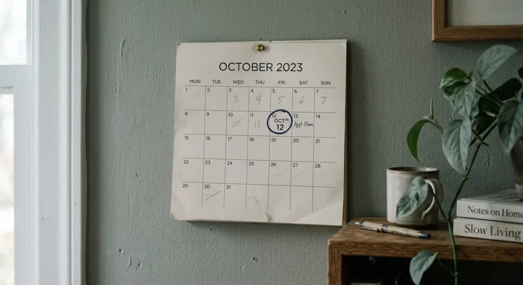 Kalender mit markiertem Datum als Symbol für anhaltende Niedergeschlagenheit über mehrere Tage oder Wochen