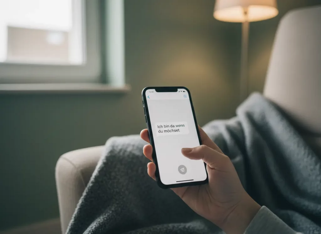 Nachricht auf dem Smartphone als Symbol für unterstützenden Kontakt bei Burnout