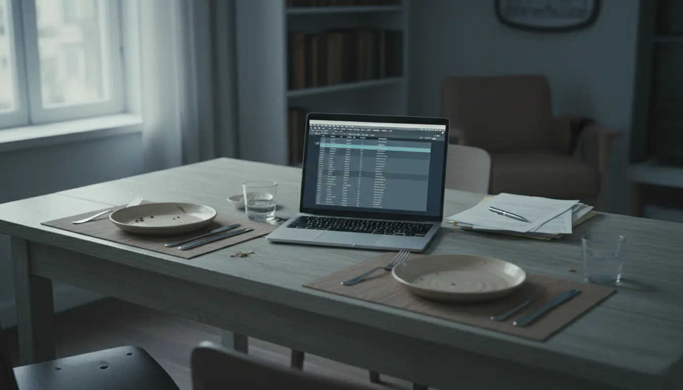 Laptop mit Notiz „Heute früher Schluss“ als Symbol für Arbeitsstress Symptome nach Feierabend