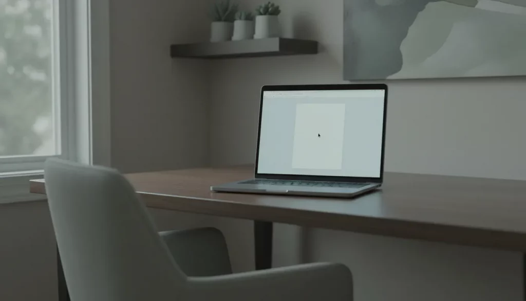 Leerer Arbeitsplatz mit offenem leeren Dokument als Symbol für Motivationsverlust bei der Arbeit