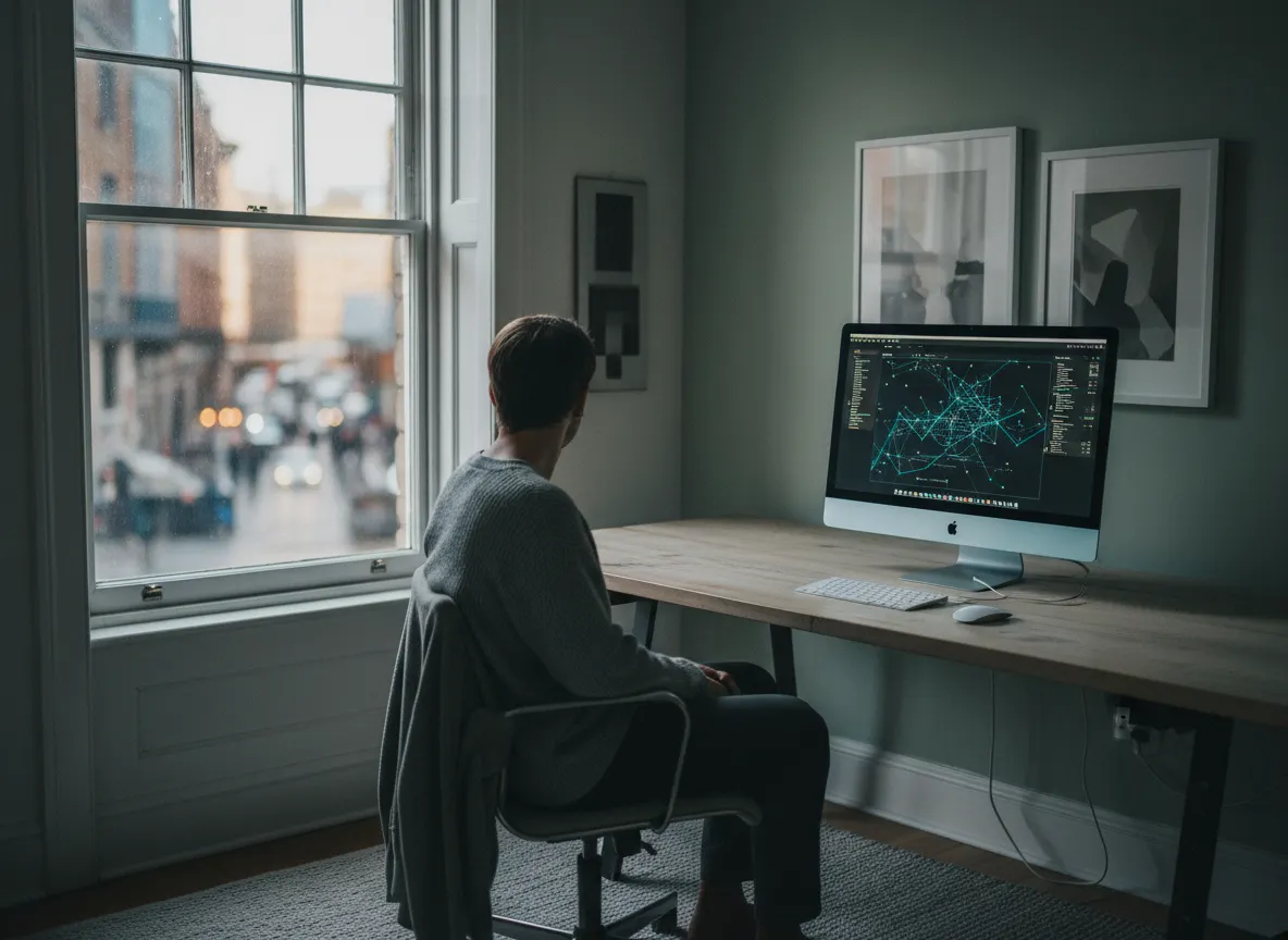 Person am Arbeitsplatz als Symbol für innere Kündigung und verlorenen Antrieb im Job