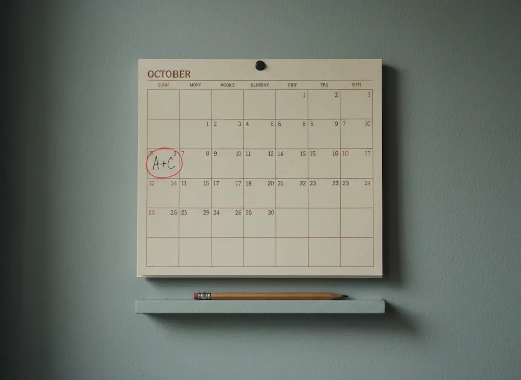 Belastung in der Partnerschaft – Wandkalender mit eingekreisten Initialen, ein gemeinsamer Moment festgehalten aber ungewiss
